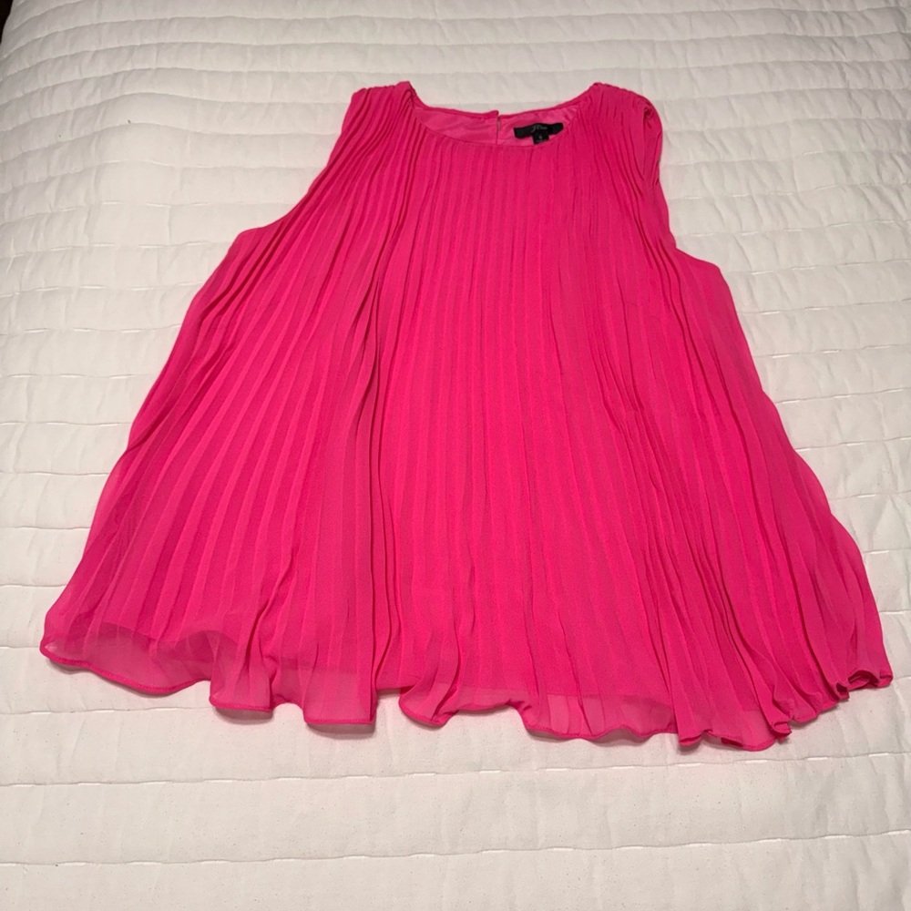 JCrew Pleated Sleeveless Shell Top - Hot Pink